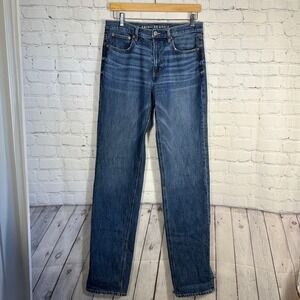 American Eagle Jeans 4 X‎ long Low Rise Baggy Straight Leg Blue Medium Wash